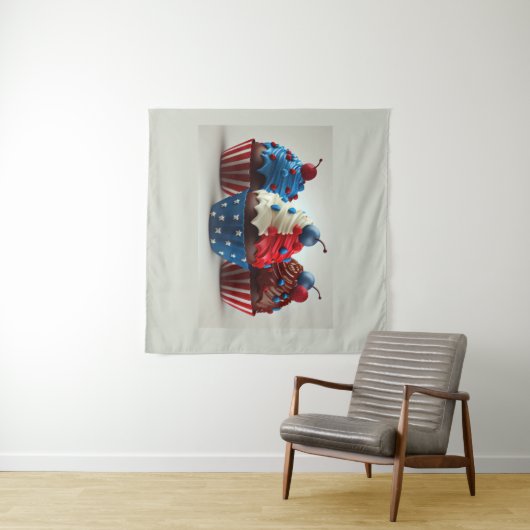 Tenture Cupcakes Patriotiques (En situation (horizontale))