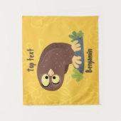 Tenture Curieux et drôle dessin animé de chouette brune (Devant)