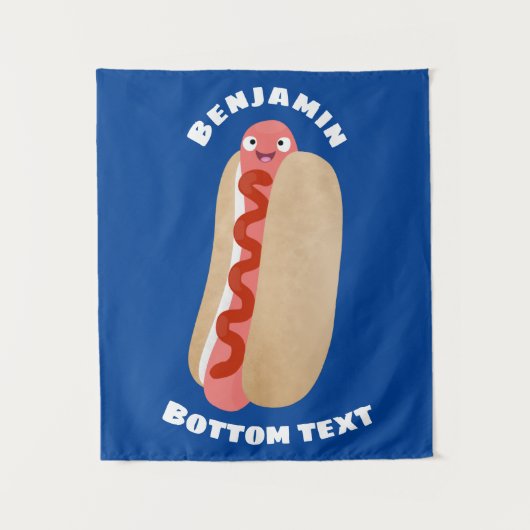 Tenture Curieux hot dog Weiner dessin animé (Devant)