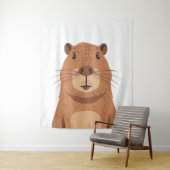 Tenture Curieux portrait Capybara (En situation)