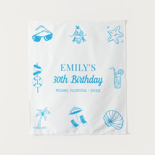 Tenture Custom 30th 40th 50th Beach Theme Anniversaire (Devant)
