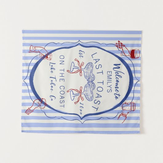 Tenture Custom Bachelorette | Last Toast on the Coast (Devant (Horizontal))