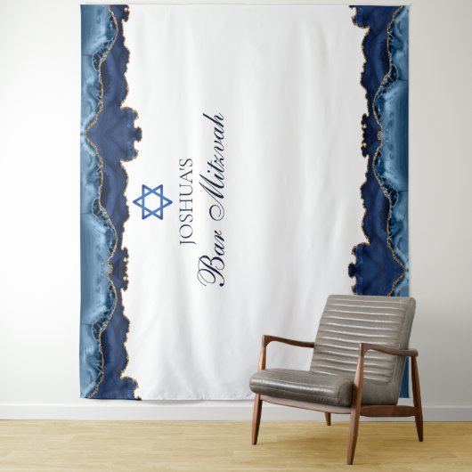 Tenture Custom Bar Mitzvah Party Navy Blue Photo Boot (En situation)