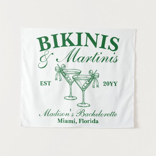 Tenture Custom Bikinis and Martinis Bachelorette Party (Devant (Horizontal))