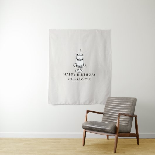Tenture Custom Birthday Cake Name Flag Fabric Banner (En situation)