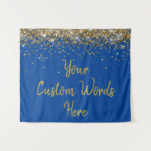 Tenture Custom Blue Gold Anniversaire de fête Photo Booth
