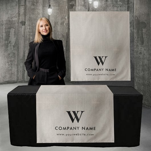 Tenture Custom Business Table Runner Banner Beige Linen