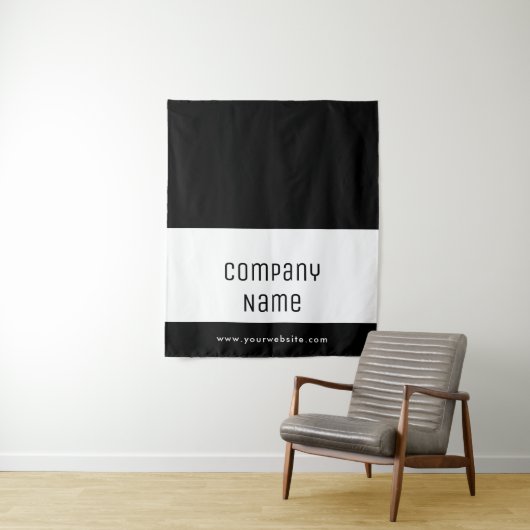 Tenture Custom Business Table Runner Banner Black White (En situation)