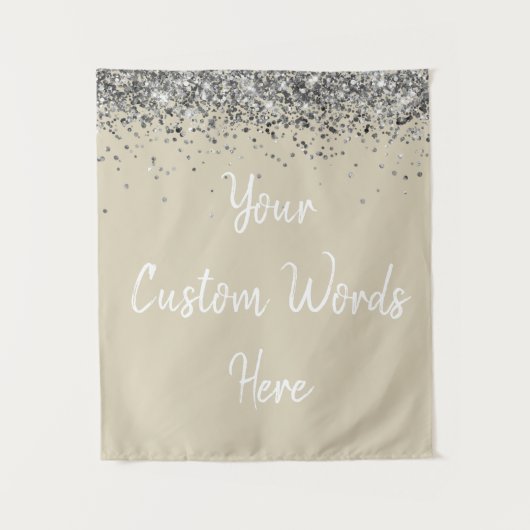 Tenture Custom Champagne & Silver Personalized Photo Booth (Devant)