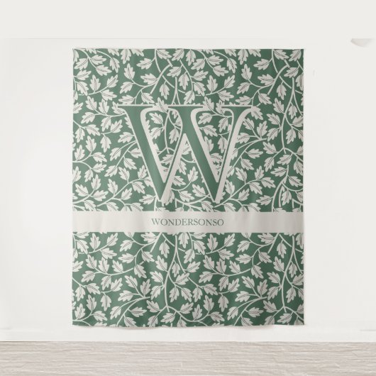 Tenture Custom Emerald Green Flower editable monogram (Devant)