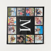 Tenture Custom Family Photo Collage Personalized Black (Devant (Horizontal))