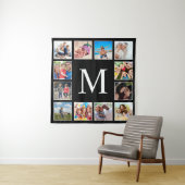 Tenture Custom Family Photo Collage Personalized Black (En situation)
