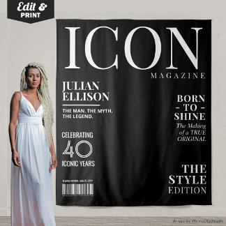 Tenture Custom Fashion Magazine Banner Decor, Black Party