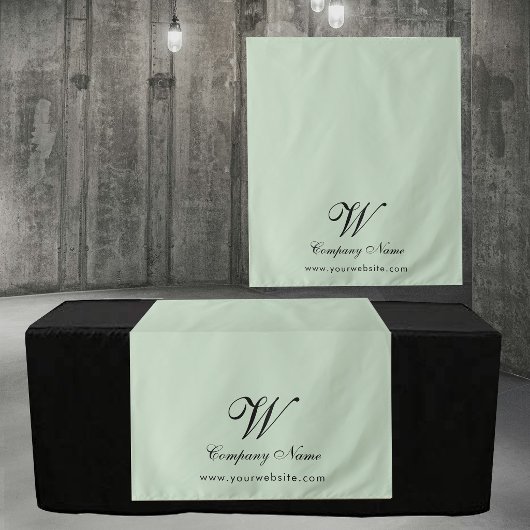 Tenture Custom Green Business Table Runner Banner Script