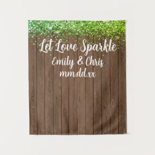 Tenture Custom Let Love Sparkle Mariage Rustic Wood Prop