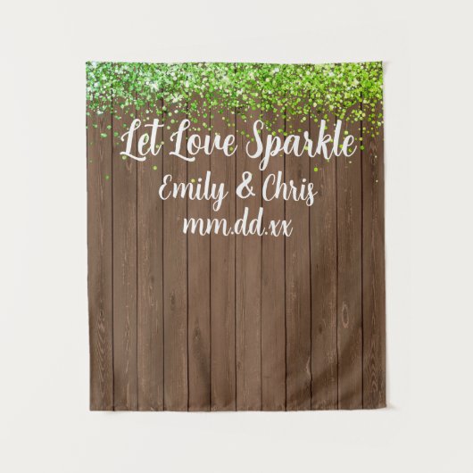 Tenture Custom Let Love Sparkle Mariage Rustic Wood Prop (Devant)