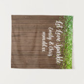 Tenture Custom Let Love Sparkle Mariage Rustic Wood Prop (Devant (Horizontal))