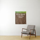 Tenture Custom Let Love Sparkle Mariage Rustic Wood Prop (En situation)