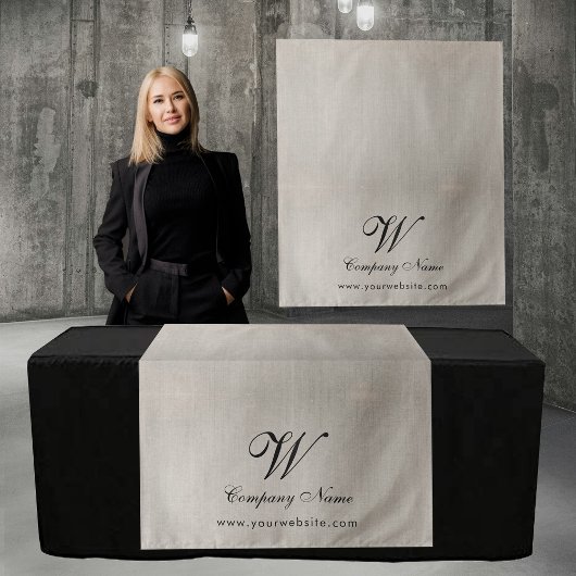 Tenture Custom Linen Business Table Runner Banner Script