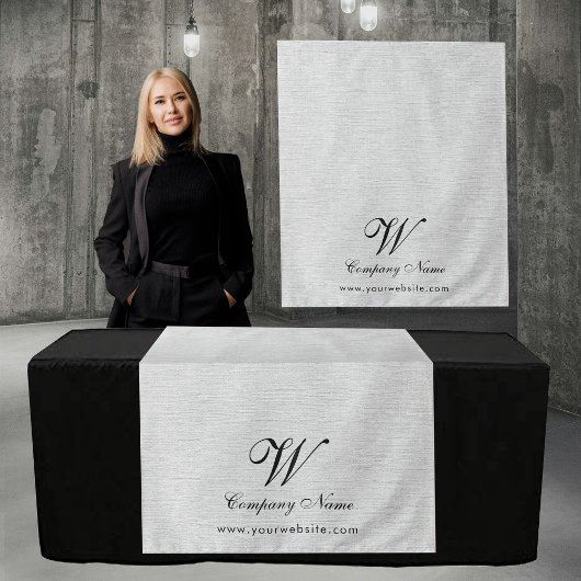Tenture Custom Linen Business Table Runner Banner Script