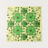 Tenture Custom Metallic Green Clover & Swirl Pattern  (Devant)