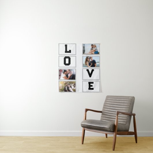 Tenture Custom Modern Valentine's Day 4 Photo Collage (En situation)
