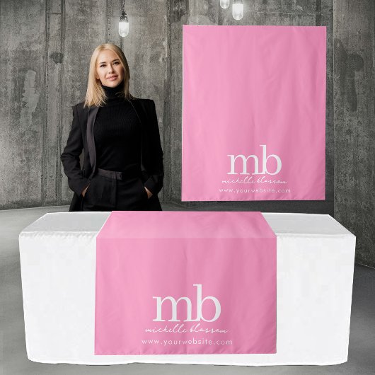 Tenture Custom Monogram Business Table Runner Banner Pink
