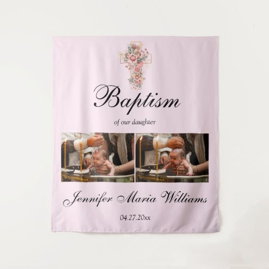 Tenture Custom Photo Collage Christening Baptism Backdrop (Devant)
