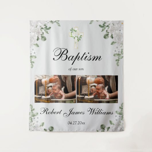 Tenture Custom Photo Collage Christening Baptism Backdrop (Devant)