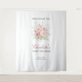 Tenture Custom pink roses girl baby shower backdrop banner (Devant)