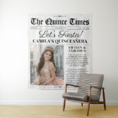 Tenture Custom Quinceañera Backdrop Newspaper Tapestry (En situation)