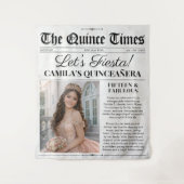 Tenture Custom Quinceañera Backdrop Newspaper Tapestry (Devant)