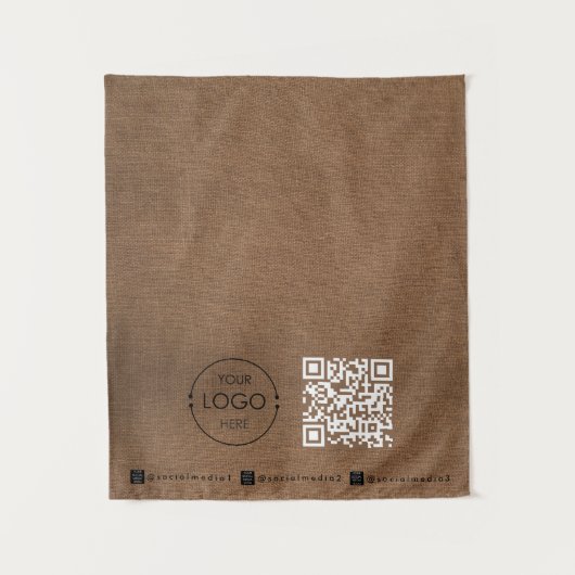 Tenture Custom Table Runner Banner Linen Business QR Code (Devant)