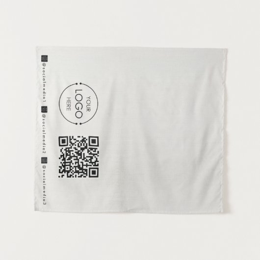 Tenture Custom Table Runner Banner Linen Business QR Code (Devant (Horizontal))