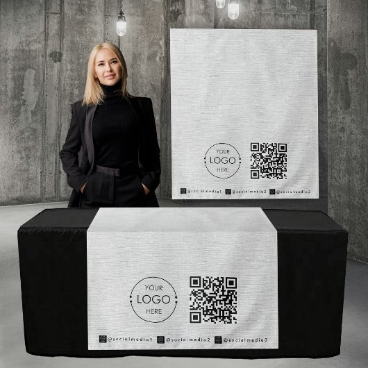 Tenture Custom Table Runner Banner Linen Business QR Code