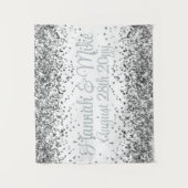 Tenture Custom White & Silver Glitter Wedding Photo Booth (Devant)