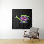 Tenture Cute arrosage canne avec Bouquet de fleurs (En situation)