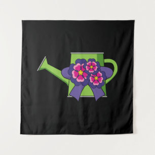 Tenture Cute arrosage canne avec Bouquet de fleurs