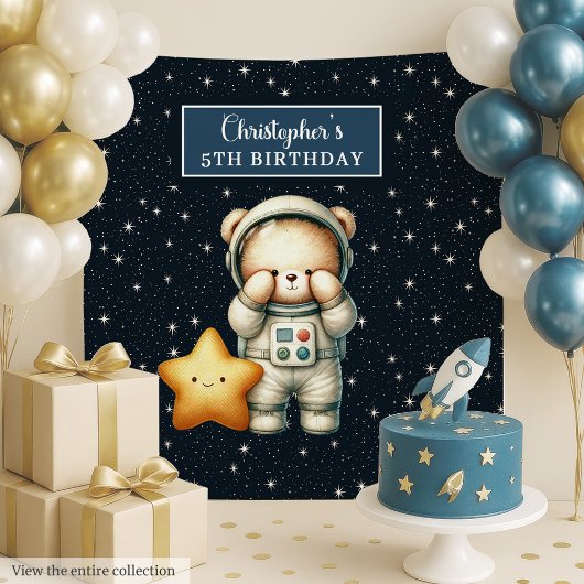 Tenture Cute Astronaut Teddy Bear Anniversaire Garçons