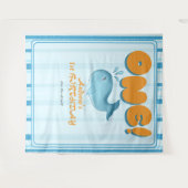 Tenture Cute Baby Blue Whale 1st Birthday Backdrop (Devant (Horizontal))