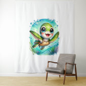 Tenture Cute Baby Turtle nage dans l'océan (En situation)