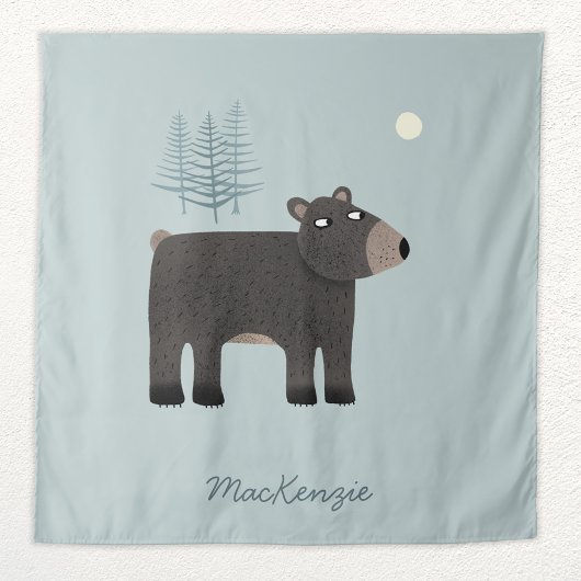 Tenture Cute Bear Woodland Personnalisé