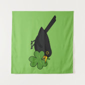 Tenture Cute Blackbird avec Shamrock Clover Carton (Devant (Horizontal))