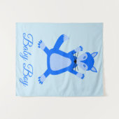 Tenture Cute Blue Baby Boy Fox Custom (Devant (Horizontal))