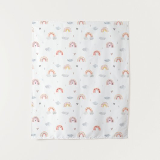Tenture Cute Boho arc-en-ciel et nuages (Devant)