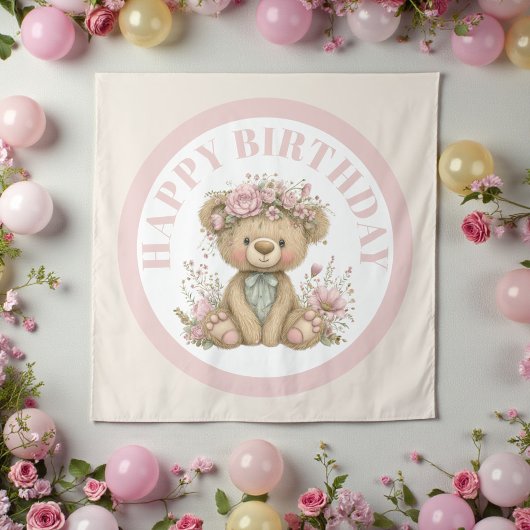 Tenture Cute Boho Teddy Bear Birthday Party