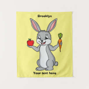 Tenture Cute bunny rabbit with vegetables