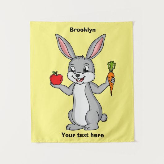 Tenture Cute bunny rabbit with vegetables (Devant)