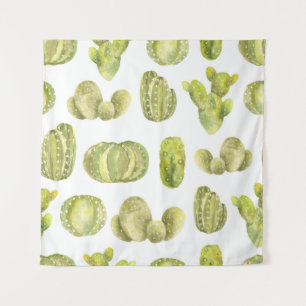 Tenture Cute Cactus, Aquarelle Décor Sans Couleur.