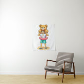 Tenture Cute Cartoon Man with Giant Teddy Bear Summer Fun (En situation)